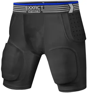 Exxact Sports Rebel 5-Pad Youth Football Girdle with Cup Pocket, Lightweight Padded Compression Shorts with Integrated Hip, Thigh, Tailbone Pads, Boys Girdle Football