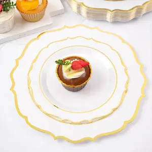 20-Piece Patterned Plastic Plates Set, Premium Quality Dinnerware, Christmas & Halloween Decorations, Heat-Resistant Tableware for Parties