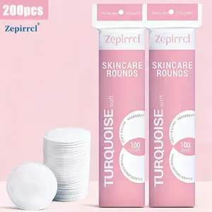 200pcs disposable high-quality round makeup pads for cleansing and makeup removal - each pack contains 100 pieces, 6*6cm