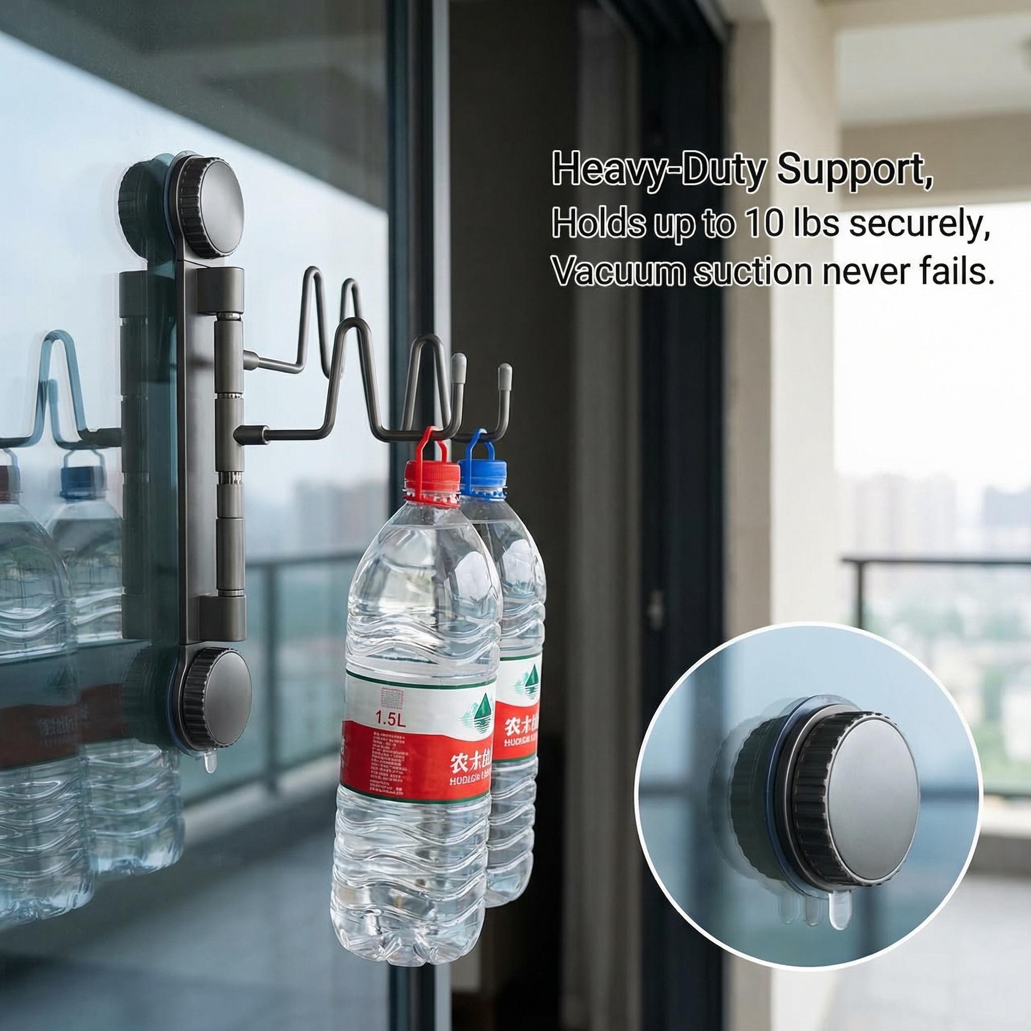 No-Drill Space Aluminum Slipper Rack, Wall Mounted Rotatable Shoe Organizer, Renter-Friendly Bathroom Storage, Heavy Duty Suction Cup Holder for Slippers, Towels, Kitchen Utensils