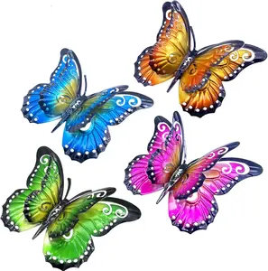Metal Butterfly Wall Art Decor - 6.5" Outdoor Fence Decoration, Hanging for Garden Yard Living Room Bedroom Patio Balcony, for Mom Dad Friends(4 Pack)