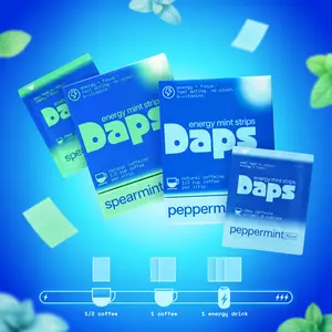 Daps Energy Mint Strips - Fast-Acting Energy + Focus, Sugar Free, Natural Caffeine, Vitamin B12, B7, & B6