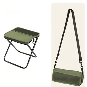 Portable Outdoor Folding Chair with Shoulder Strap, 1.5 lbs ultra light, Max Load Capacity 500lbs, Two side pockets & Velcro storage, For Queuing, Fishing, Hiking Tours, BBQ, Parties, Elderly, Camping equipment, Camping supplies, Camping Chairs