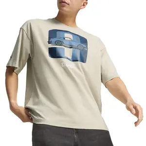 PUMA Mens Porsche Legacy 911 Graphic Crew Neck Short Sleeve Casual Tops Casual - Beige