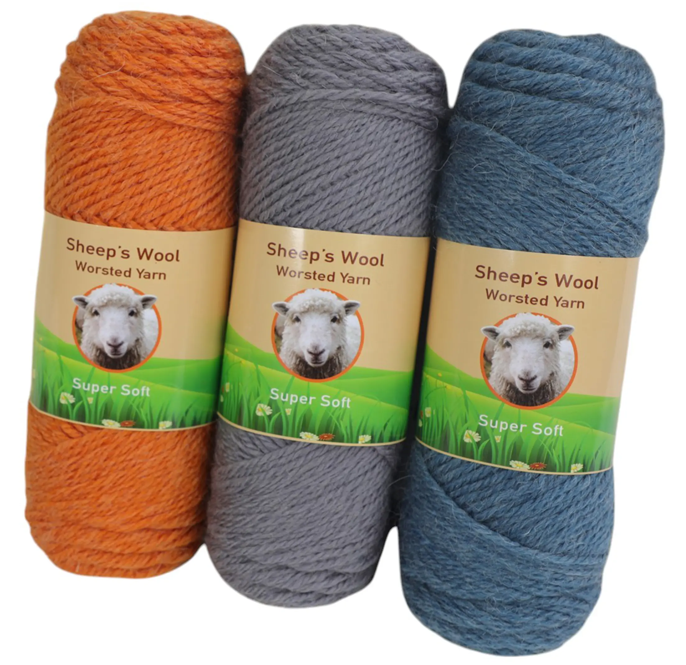 Pack of 3 Sheep's Wool Worsted Yarn 300gr for Knitting and Crochet by Yonkey Monkey