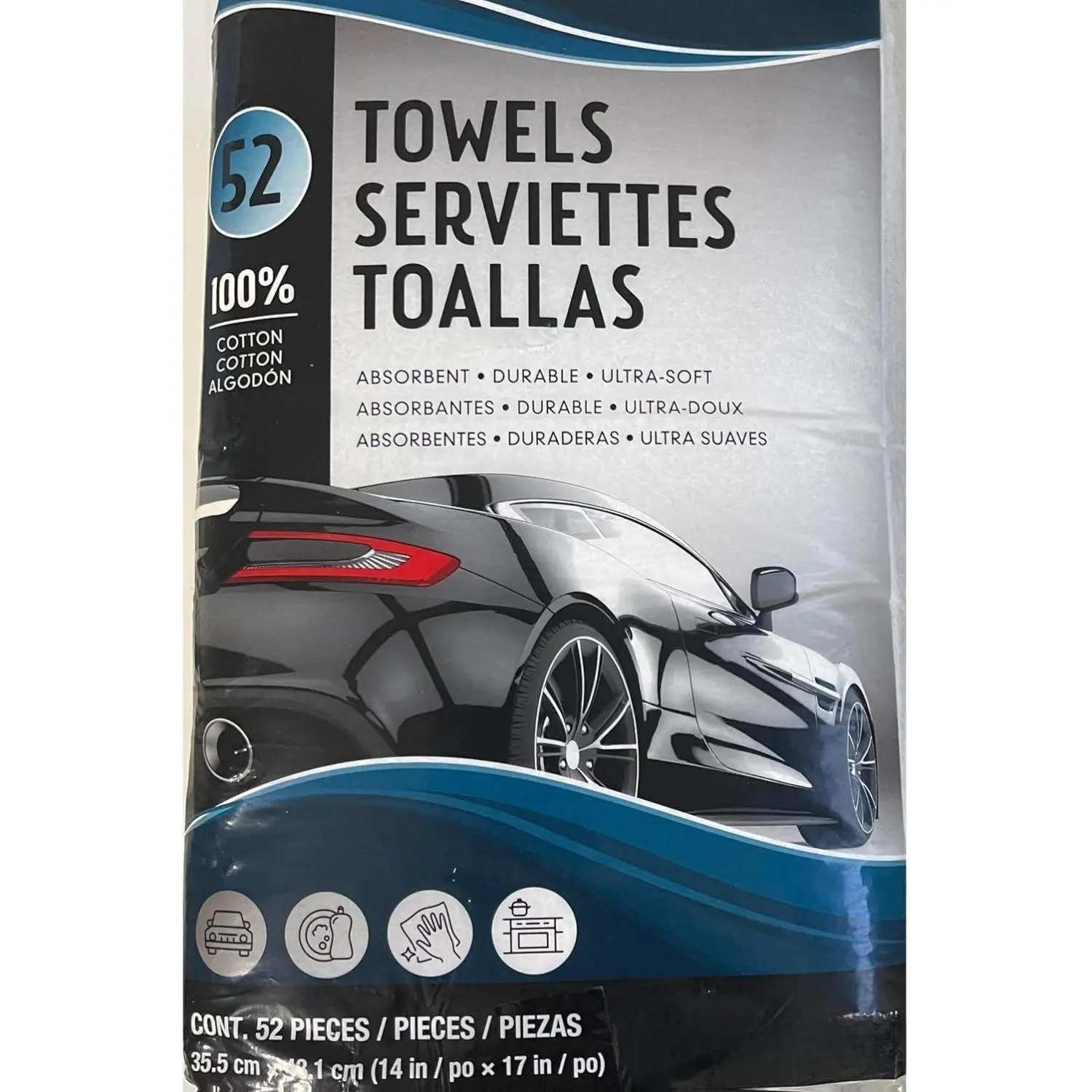 52 Pack Green Lifestyle 14 X 17 100% Cotton Heavy Weight Wring Spun Soft Terry Loop Shop Towels
