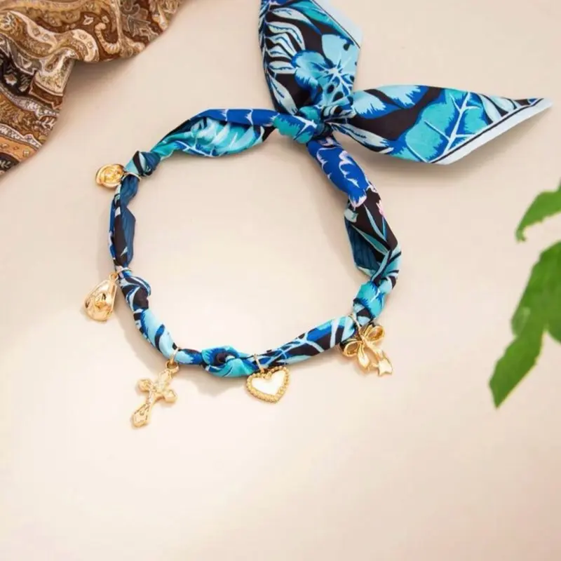 Scarf Style Necklace with Charms