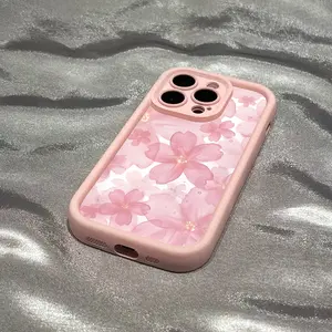 Pink Flower Pattern Phone Case, Soft Silicone, Fully Protected and Shockproof For iPhone 17 16 15 Pro Max 14 13 12 11 X Plus Air Mini 17E Cover Classic Vintage Girly