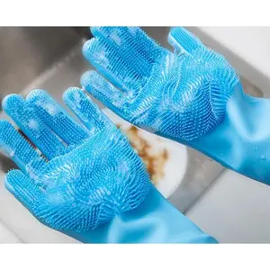Pet Grooming Cleaning Gloves Dog Cat Bathing Shampoo Glove Scrubber Magic Dishwashing Cleanner Sponge Silicon Hair Removal Glove