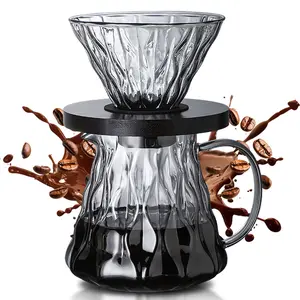 Pour over Coffee Maker Set, 17oz/500ML Borosilicate Glass Coffee Pot, Glass Coffee Dripper, 1-4 Cup, Home, Café, Restaurant Use