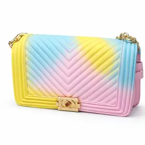 Rainbow Crossbody Bag for Women – Trendy Chain Shoulder Purse, Colorful Fashion Handbag