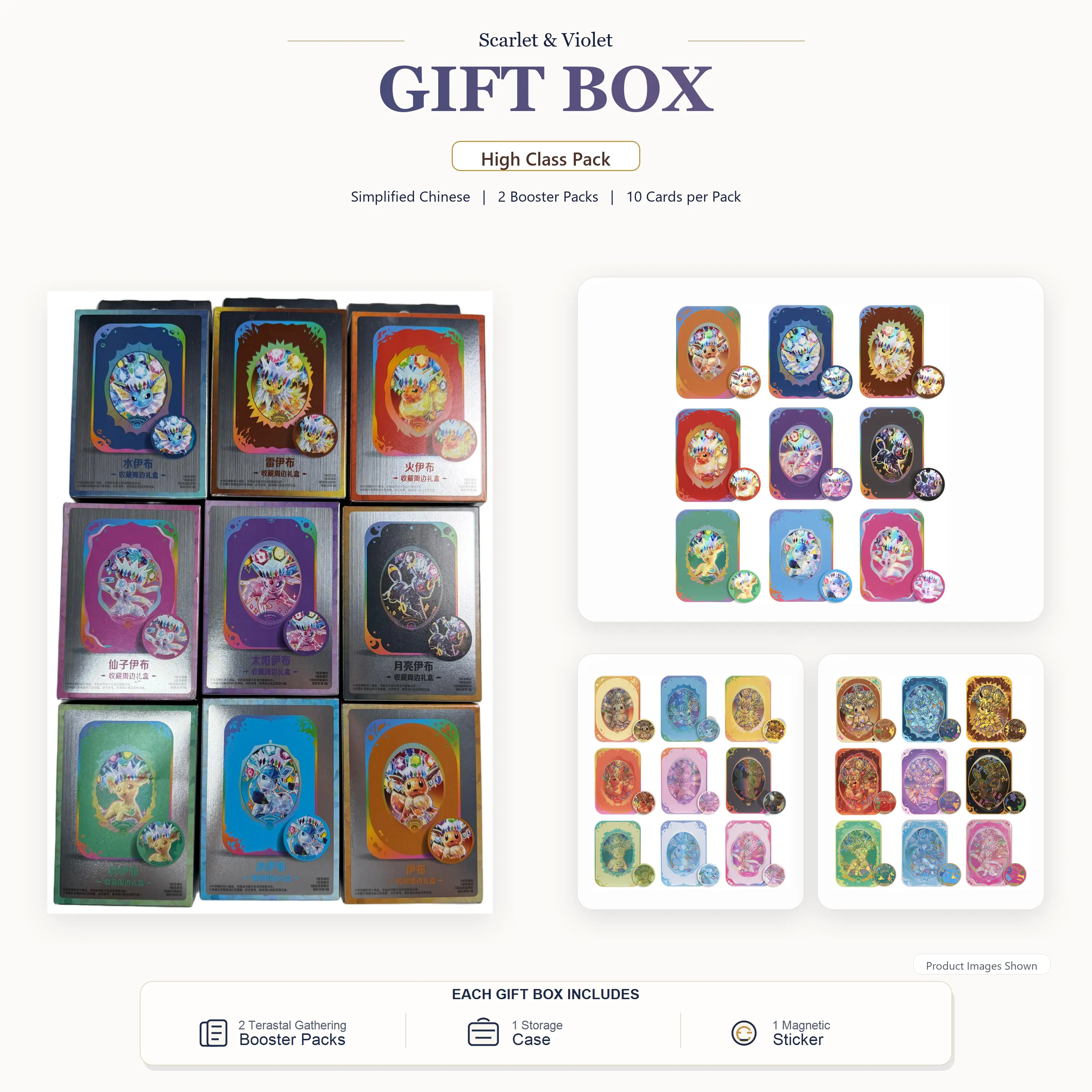 【Card Lobby】Factory-Sealed Pokemon TCG Chinese Scarlet & Violet CSV9.5C Eeveelution Collectible Accessory Gift Box, Eevee Evolution Display Set with Variation Theme Pick, Espeon & Character Themes