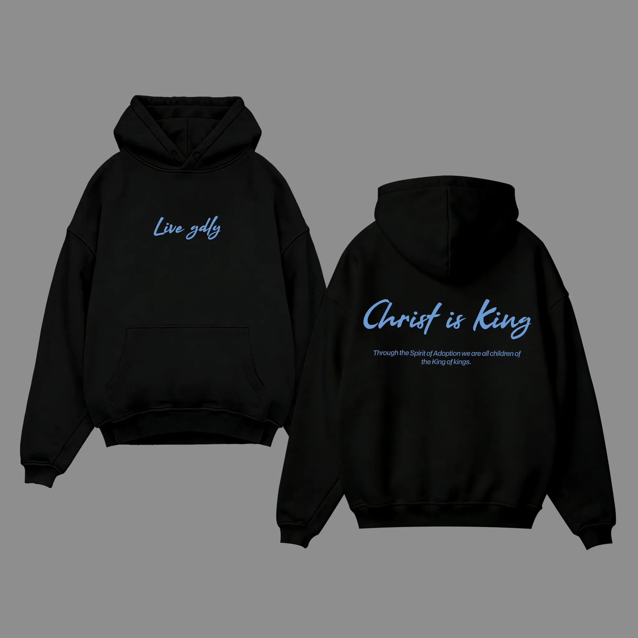 Men's Christ Is King Graphic Hoodie - Oversized Crew Neck Cotton Tops, Breathable Menswear Fabric, Minimalist Faith-Based Streetwear Pullover, Unisex