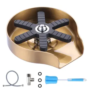 WOWOW Kitchen Glass Rinser Bottle Washer - Automatic Cup Washer for Sink - High Pressure Cup Cleaner for Commercial Bar Coffe Shop - Gold