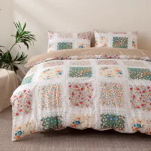 Romantic Floral Plaid Bedding Set, Soft Breathable Fabric, Includes Duvet Cover & Pillowcases, Perfect for Bedroom & Dorm Use, Soft Bedding Sets