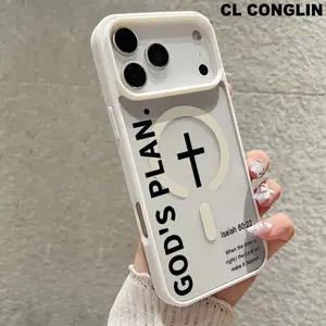 God's Plan Pattern Magnetic MagSafe Phone Case for iPhone 17 Air/16 Pro Max 15 Pro 14 13 12 11 Plus Lightweight Shockproof Slim Protective Cover Supports Wireless Charging Anti-Yellowing, TPU & Acrylic Case Casing
