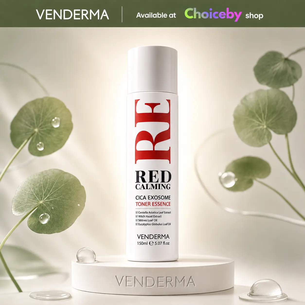 VENDERMA Red Calming Cica Exosome Toner Essence 150ml – Centella Asiatica Calming & Hydrating Toner (Vegan)