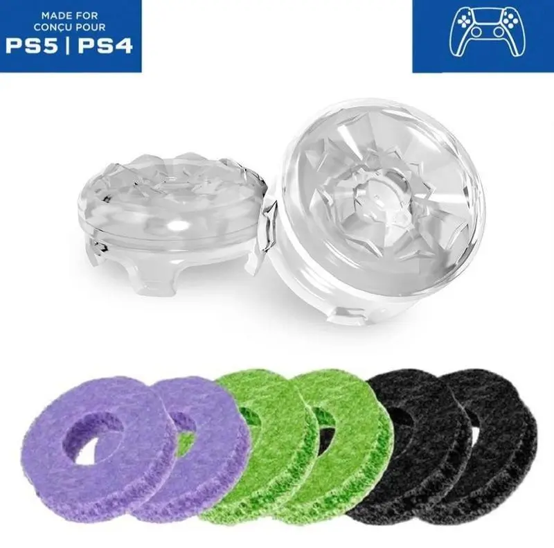 Precision Rings Thumbsticks Aim Boost Kit for PlayStation 5 (PS5) and PlayStation 4 (PS4) Controllers Accessories | Purple-Black Thumbsticks | Crystal silicone thumbstick player controller controller aim thumbsticks
