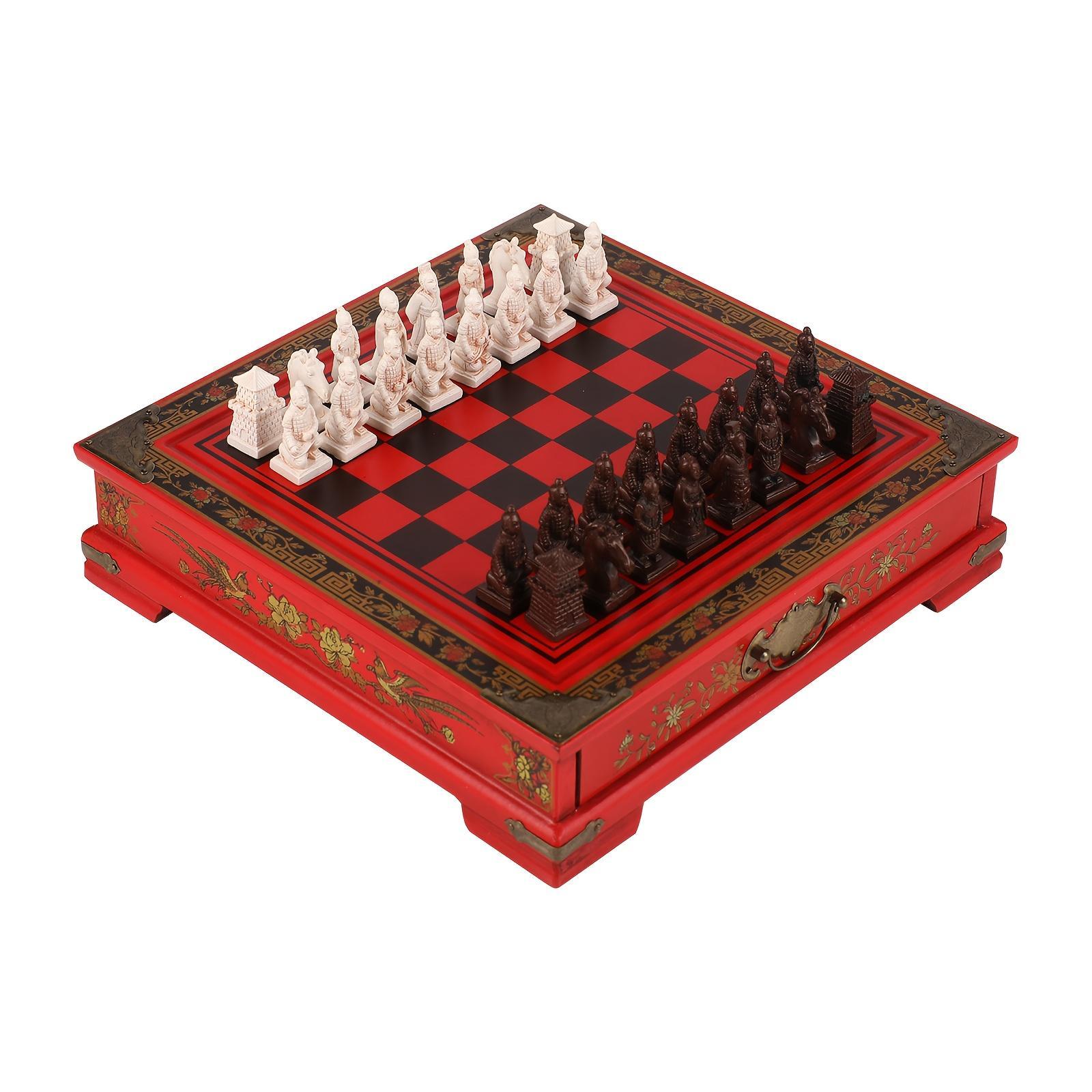 Medium-sized Chess Pieces • Deliberately Aged Three-Dimensional Terracotta Army • Wooden Tabletop Pieces • 26*26cm/10.24*10.24inch