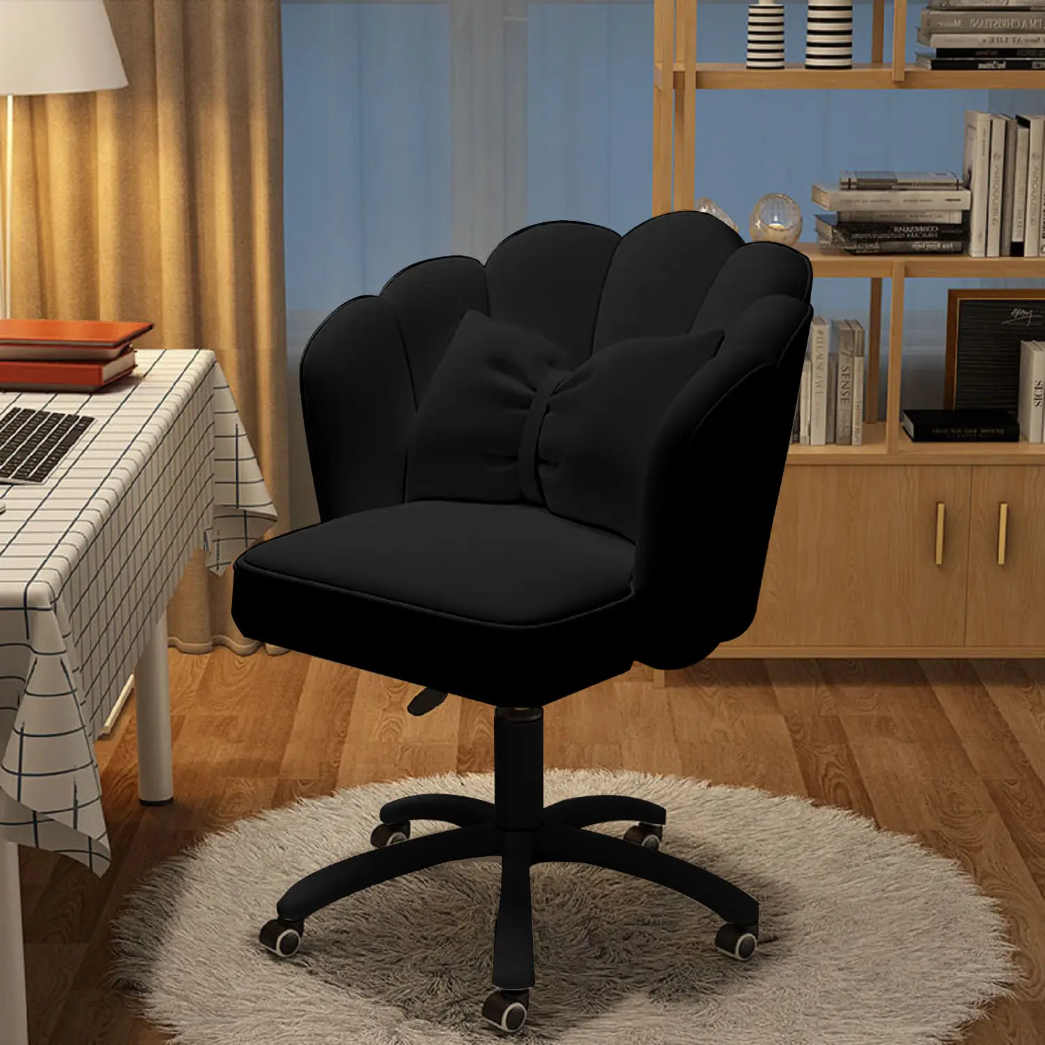 【Back To School】 Vanity Office Chair Cute Petal Desk Chair, Modern Fabric Home Butterfly Chairs Height Adjustable Chair Makeup Chairs Computer Chair