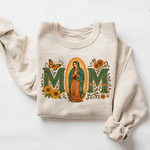 Women's Graphic Lady Longsleeves Round Neck Fleece Hoodie Top - Cotton Spandex-Yarn, Smooth Seamless Fabric, Perfect Fit, Casual Latin Culture Family Pride Apparel, Mother's Gift