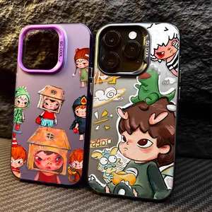 Cartoon Destruction Hirono Plating Case for iPhone17 16 15 14 13 12 11 Pro Max XS X XR 8 7 Plus SE 2020 Shockproof Bumper Cover