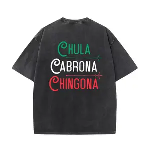 Men's Washed Cotton Long-Sleeve Hooded Graphic T-Shirt - Mexican Chola Chingona Aztec Latino Cultural Tops, Streetwear Baddie Aesthetic Classic Menswear Apparel