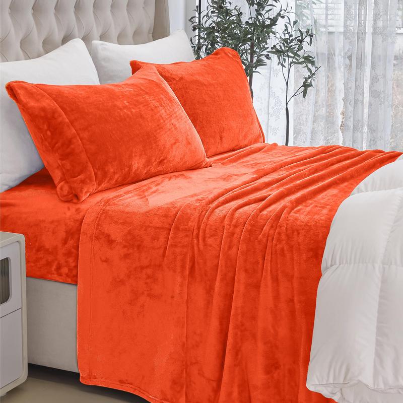 Elegant Comfort 4-Piece Velvet Plush Flannel Sheet Set - Ultra-Soft Cozy Bedding for Warmth and Comfort.
