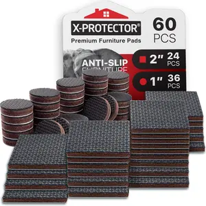 Non Furniture Pads for Floors - 60 Pcs: 36 Round 1' + 24 Square 2' Anti Pads - Self-- Stoppers