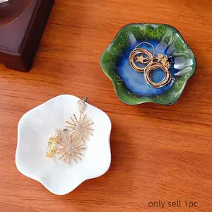 Ceramic Jewelry Storage Tray, Elegant Jewelry Organizer, 1 Count Flower Shaped Jewelry Organizer, Jewelry Display Tray, Home Organizer for Jewelry, Earrings, Rings