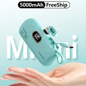 Lightweight 5000mAh Pocket Power Bank, Ultra-Slim Mini Portable Battery with Real-Time Power Display, Emergency Fast Charger for All Smartphones