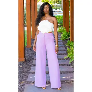 Double Button Pants -  Lavender