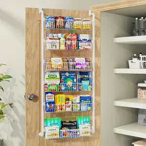 6/8 Shelves - Over The Door Food Pantry Organizer -  Space-Saving Organizer - Ideal For Spice And Food Storage