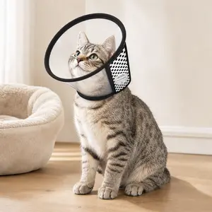Adjustable Plastic Elizabeth E-Collar for Cats - 6.1 in Neck Girth, Adjustable Neck Circumference, Wound Healing Recovery Pet Protective Cover for Bathing, Grooming, Nail Trimming, Helps Overcome Vicious Cycle (Suitable for Kittens)