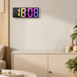 8 “ Digital Desk Clock with 3-Level Auto Dimming, RGB Display, Countdown Timer, Dual Alarms, Temperature & Humidity Sensor, Date & Time Display for Office, Home, Christmas Gifts luxury  christmas  decor