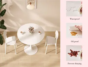 Round Table, Modern Dining Table, MDF Top and Steel Base Tulip Round Kitchen Table, Mid Century Coffee Table for Living Room 24 Inch, Kitchen Table, Thanksgiving, Oval Dining Table, Gift for Mother's day