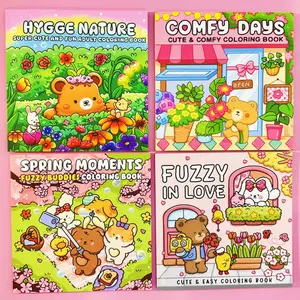 Cute Bear & Flower Pattern Coloring Book, 2/4 Counts/set Lovely Animal Themed Coloring Book, Stress Relief Coloring Book for Adults & Teens, Art Watercolor Paint Book