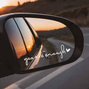 Inspirational Car Decals You Are Enough White Typography Decal for Rearview Mirror & Car Window Uplifting Self Love Accessories Easy Application Positive Vibes Motivation Affirmations Car Decor