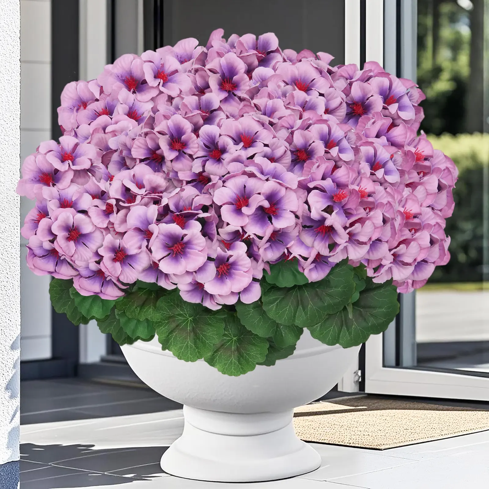 Artificial Geranium Bouquet UV-Resistant · Colorfast · Silk-Like Texture 8-Piece Set Ideal for Year-Round Indoor/Outdoor Decor Perfect for Porches, Balconies, and Windowsills Valentine's Day gift