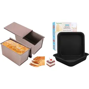 2pack Bread Pans with Lid|2-Pack 8In Square Cake Pan