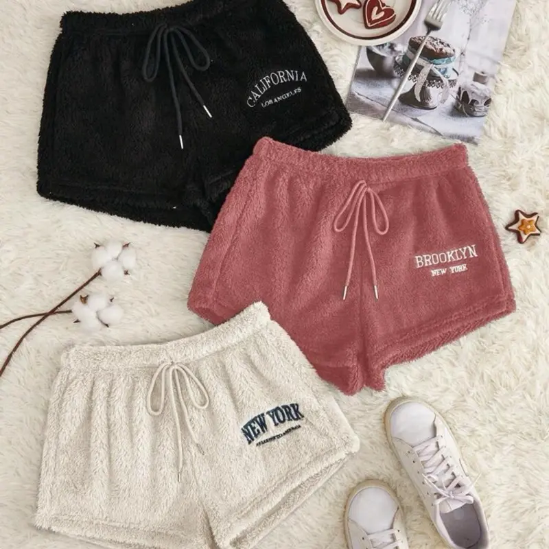 Old Navy Women's 3-Pair Soft Fluffy Active Shorts - Drawstring Waist, Mini Length, Sportswear Fit, California Style, Comfortable Winter Sports Clothes, Red Bottoms