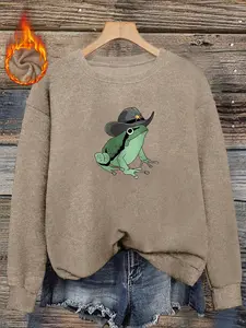 Women's Fitted Graphic Sweater, Casual Fall & Winter Knitwear, Round Neck Design, Trendy Comfortable Top for Daily Wear
