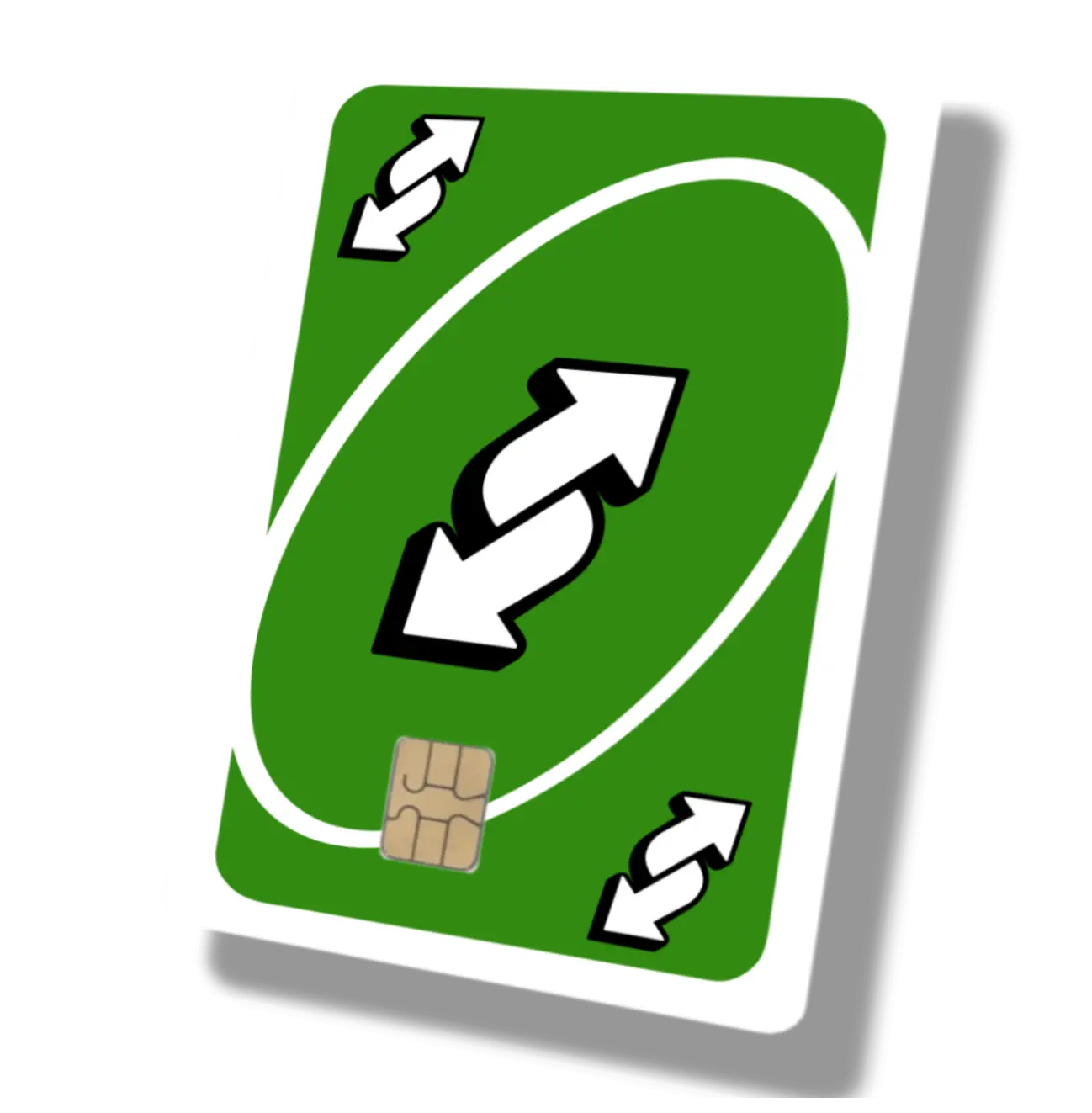 Green Reverse Uno Debit Card or Credit Card Sticker