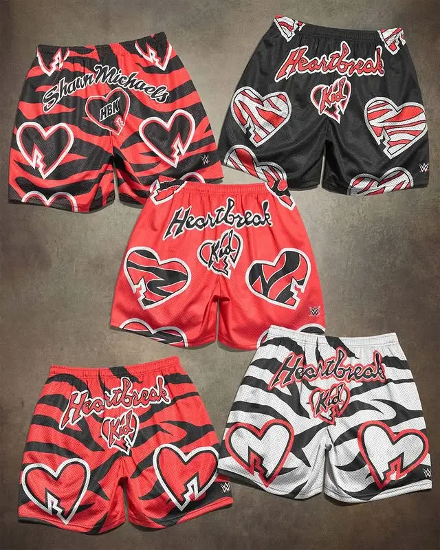 Chalk Line | Shawn Michaels HBK Retro Shorts – WWE Wrestling Mesh Shorts for Men | Attitude Era Inspired Gym & Streetwear Athletic Shorts
