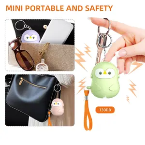 Fashion Penguin Personal Alarm, 130 Decibel Cute Safety Keychain with LED Light, Emergency Alert for Women, Men, Seniors