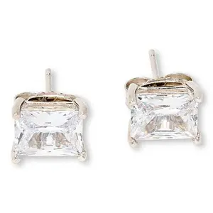 Radiance by Absolute™ Sterling Silver 6x8mm Emerald Cut Stud Earrings