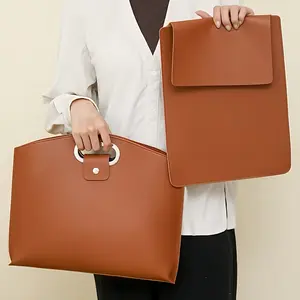 Laptop Bag for Women Waterproof Leather 13.3-15.4In Tote Bag Briefcase for Laptops iPad Cases Durable Daily Use Office Studio Leisure Large Capacity Handbag