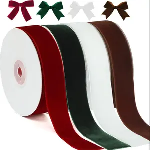 1 Roll 5 Yards Colorful Thick Velvet Ribbon, Multiple Sizes Available, Christmas Tree Decor, Gift Wrapping, Flower Decoration, DIY Crafts, Multipurpose Use