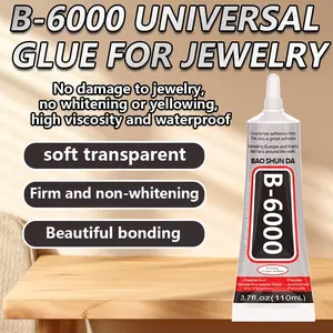 Transparent Jewelry Glue 110ML B-6000, Resistant Waterproof Adhesive, Strong Flexible Bond for Repairing Jewelry and Crafts