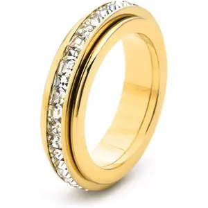 1pc Titanium Steel Cubic Zirconia Spinner Ring for Women Relieving Anxiety Fidget Ring Jewelry